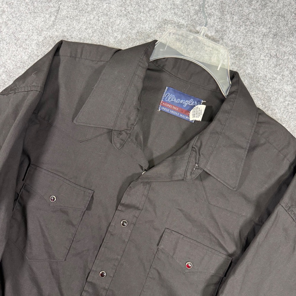 Wrangler Western Shirt Mens 19x35 Black Pearl Snap X-Long Tail 71105BK